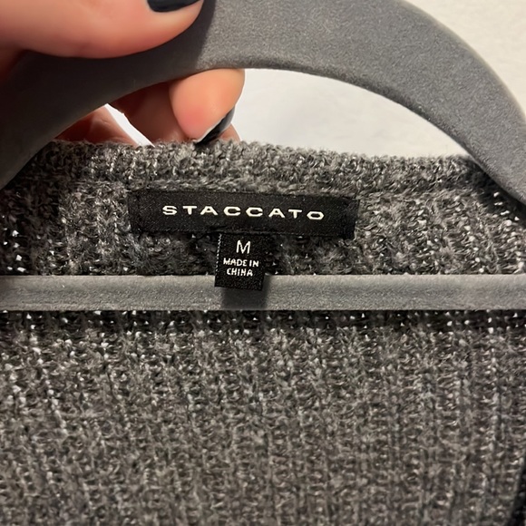 ✨SALE✨ STACCATO | Striped Knit Open Front Cardigan Sweater W/ Pockets - Picture 10 of 10